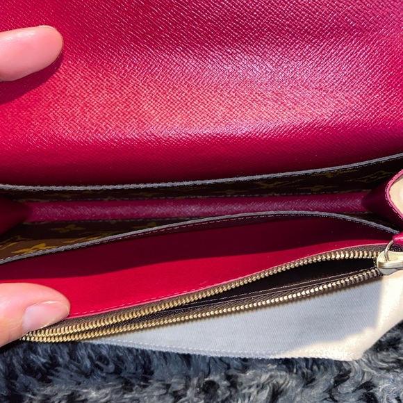 Louis Vuitton Brown Poppy Red Emilie Monogram Long Wallet. Brand New! - Picture 12 of 14